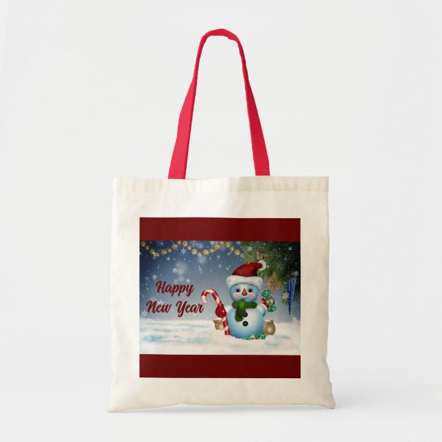 Cute Snowman Holiday Tote Bag (Front)