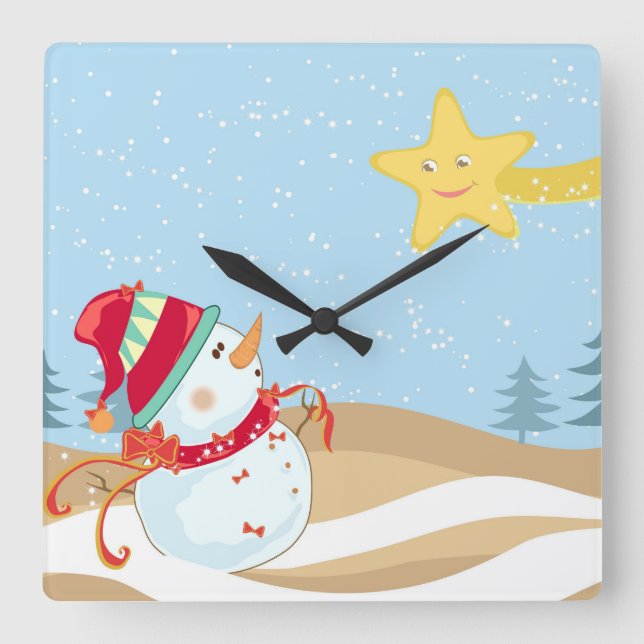 Cute Snowman Holiday Wall clock (Front)