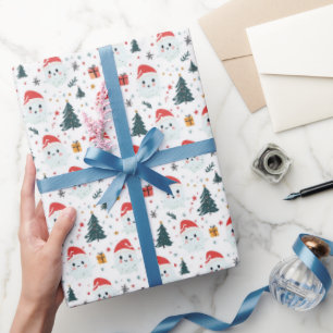 Cute Snowman I Christmas tree White Wrapping Paper