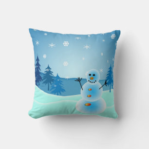 Cute snowman illustration cushion