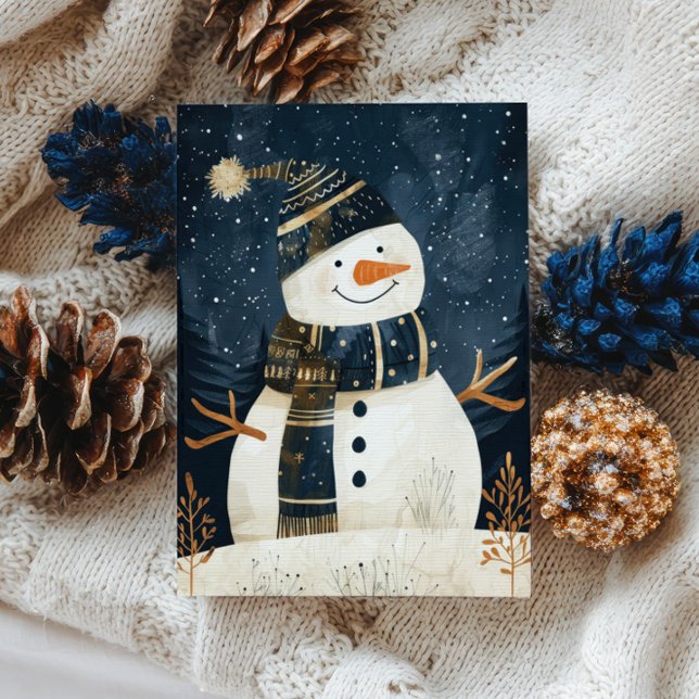 Cute Snowman Illustration Whimsical Winter Xmas Postcard (Creator Uploaded)