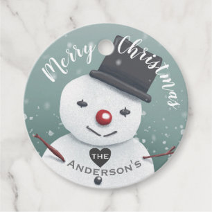 Cute Snowman Illustration Winter Christmas Favour Tags