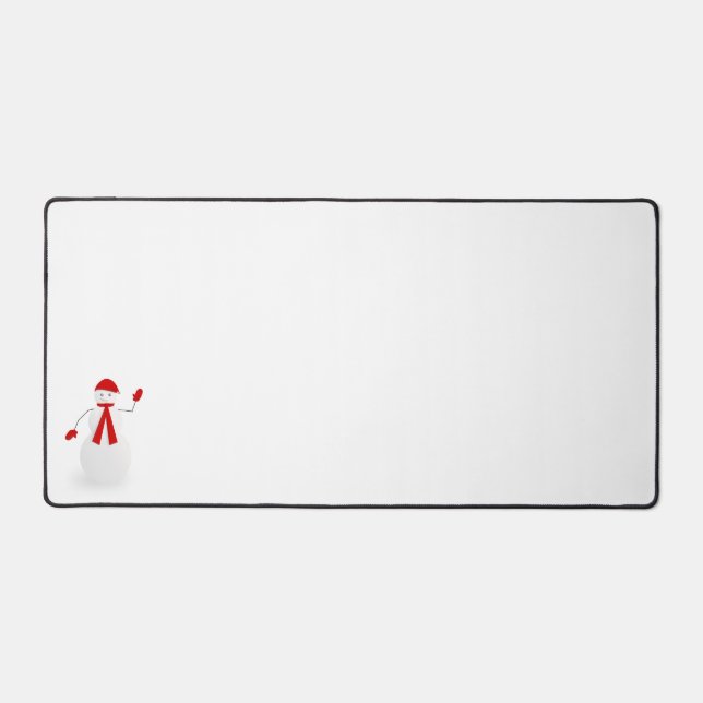 Cute Snowman in Red Hat Scarf Mittens Desk Mat (Front)