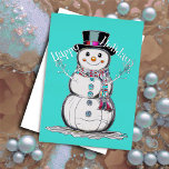 Cute Snowman in Scarf Happy Holidays Holiday Card<br><div class="desc">Holiday themed items designed by Umua. Printed and shipped by Zazzle or their affiliates.</div>