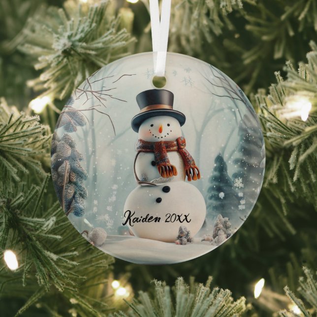  Cute Snowman in Snowglobe Glass Tree Decoration (Insitu)