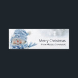 Cute Snowman in Winter Photo Christmas Greeting Mini Business Card<br><div class="desc">Mini business cards with a cute photograph of a little snowman. Standing outside in the winter with snow falling all around. This cute little guy is dressed up in blue knitted hat and scarf.</div>