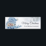 Cute Snowman in Winter Photo Christmas Greeting  Mini Business Card<br><div class="desc">Mini business cards with a cute photograph of a little snowman. Standing outside in the winter with snow falling all around. This cute little guy is dressed up in blue knitted hat and scarf. Festive and fancy font.</div>