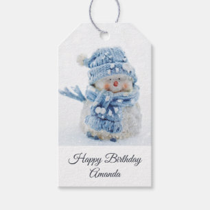 Cute Snowman in Winter Photograph Birthday Gift Tags