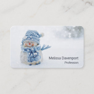 Cute Snowman in Winter Photograph Christmas Business Card