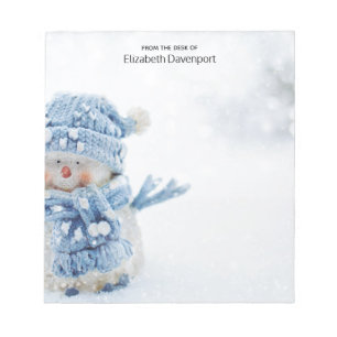 Cute Snowman in Winter Photograph Christmas Notepad