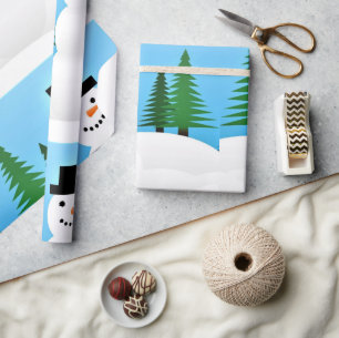 Cute Snowman in Winter Wonderland Wrapping Paper