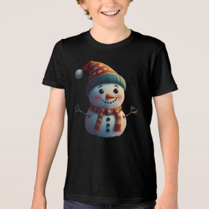 Cute Snowman Kids' T-Shirt – Fun Winter & Holiday Tri-Blend Shirt