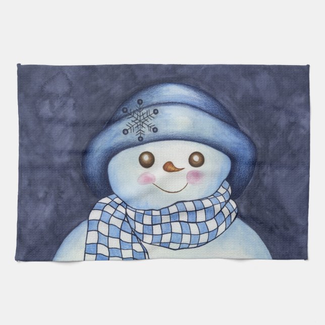 Cute Snowman Kitchen Towel (Horizontal)
