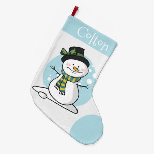 Cute Snowman Large Christmas Stocking