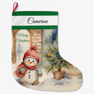 Cute Snowman Large Christmas Stocking