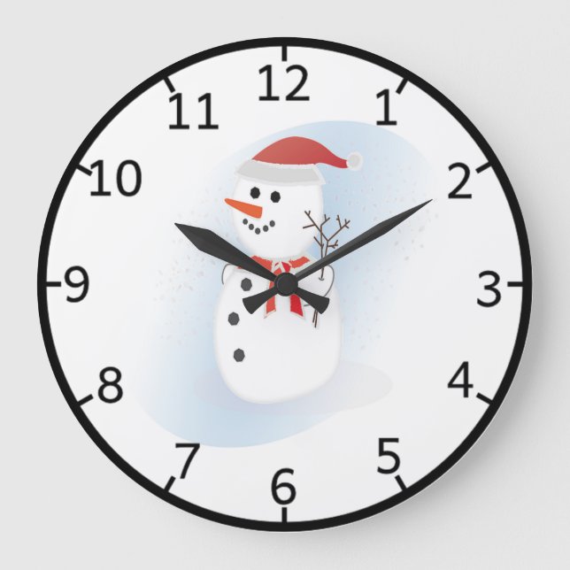 Cute Snowman Large Clock (Front)