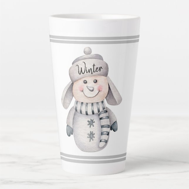 Cute Snowman Latte Mug (Front)