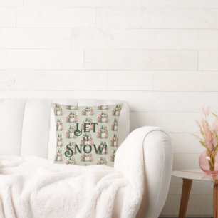 Cute Snowman Let it Snow Christmas Holiday Cushion