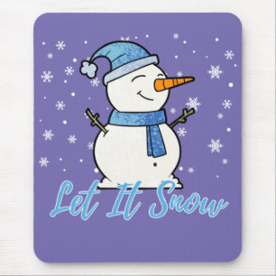 Cute Snowman Let It Snow Christmas Holiday Mouse Mat
