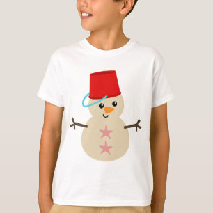 Cute Snowman Made of Sand with Pail for Hat T-Shirt