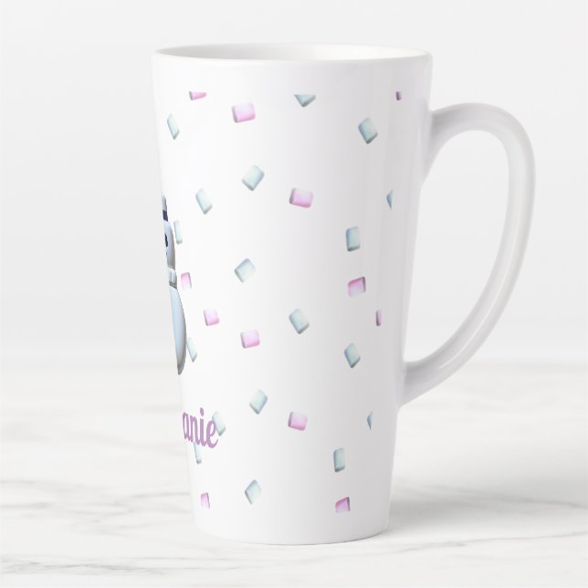 Cute Snowman Marshmallow Personalised Latte Mug (Right)