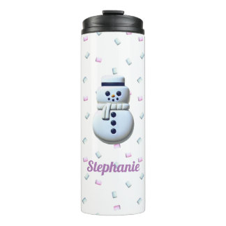 Cute Snowman Marshmallow Personalised Thermal Tumbler