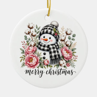 Cute Snowman Merry Christmas Ceramic Tree Decoration