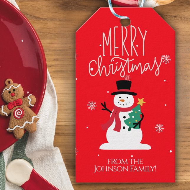 Cute Snowman Merry Christmas Gift Tags (Creator Uploaded)