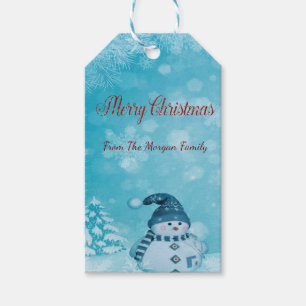 Cute Snowman,Merry Christmas,Pine Tree Gift Tags