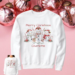 Cute Snowman Merry Christmas Shirt with Name