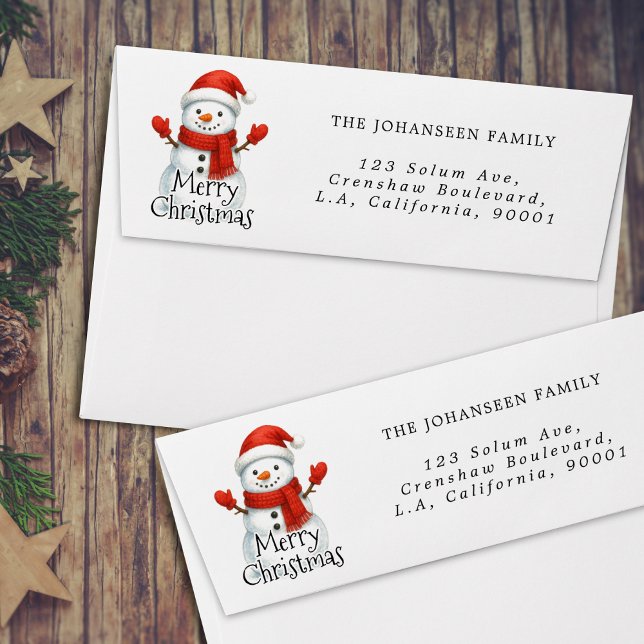 Cute Snowman Merry Christmas Simple Return Address Envelope (Creator Uploaded)