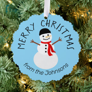 Cute Snowman Merry Christmas Tree Decoration Card