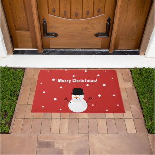 Cute Snowman Merry Christmas Winter Holiday Snow Doormat