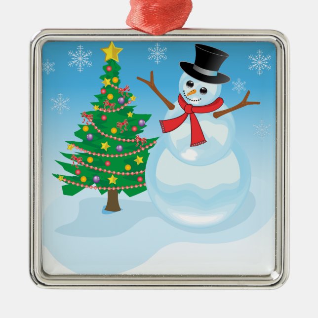 Cute Snowman Metal Tree Decoration (Front)
