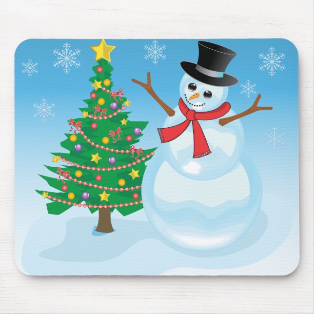 Cute Snowman Mouse Mat (Front)