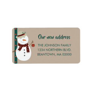 Cute Snowman New Home Return Address Label