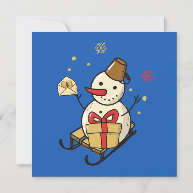 Cute Snowman On A Sled (Front)