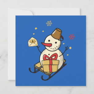 Cute Snowman On A Sled