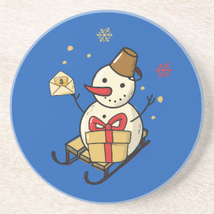 Cute Snowman On A Sled Coaster