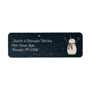 Cute Snowman on a Snowy Night Address Label