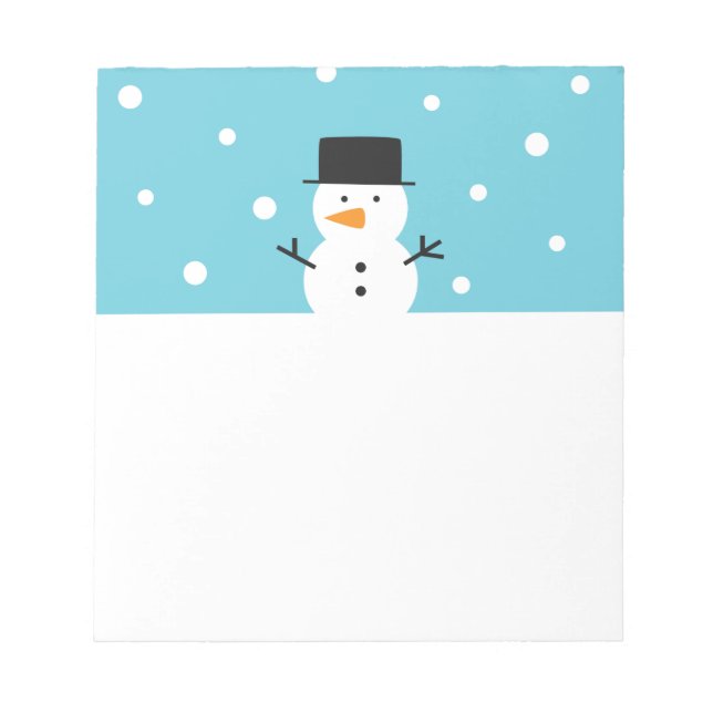 Cute Snowman on snow background for Christmas Notepad (Front)