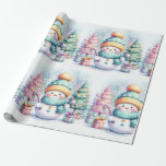 Cute Snowman Pastel Christmas Large Scale Wrapping Paper<br><div class="desc">Cute Snowman Pastel Christmas Large Scale Wrapping Paper</div>