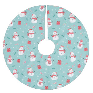 Cute Snowman Pattern Brushed Polyester Tree Skirt