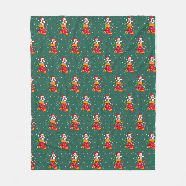 Cute Snowman Pattern Christmas Fleece Blanket (Front)