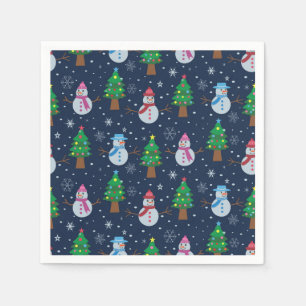 Cute Snowman pattern with Christmas trees    Napkin