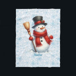 Cute Snowman Personalise Name Christmas  Fleece Blanket<br><div class="desc">Cute Snowman Personalise Name Christmas Fleece Blanke</div>