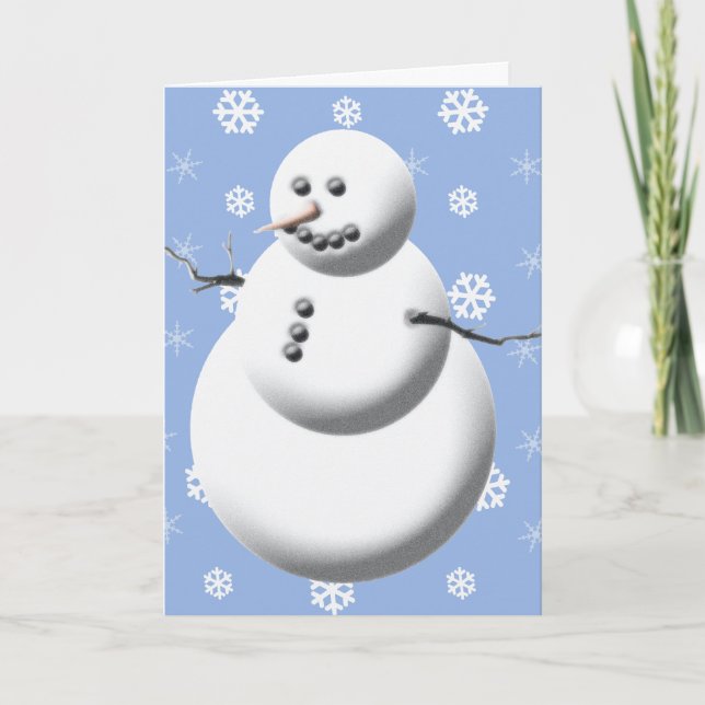 Cute Snowman Personalised Christmas Cards (Front)