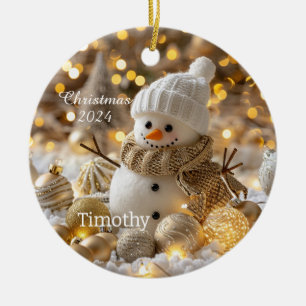 Cute Snowman Personalised Christmas Ornament