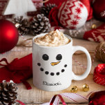 Cute Snowman Personalised Name Custom Christmas Mug<br><div class="desc">Super cute Two-Toned Christmas mug with a happy snowman on the front! Easy to customise; Makes a great gift for a friend or for yourself!</div>