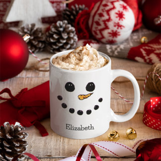 Cute Snowman Personalised Name Custom Christmas Mug